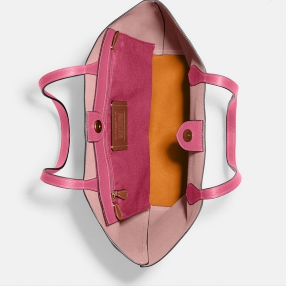 Coach Vibrant Color-blocked Pebble Leather Tote Purse Bag - Picture 3 of 13